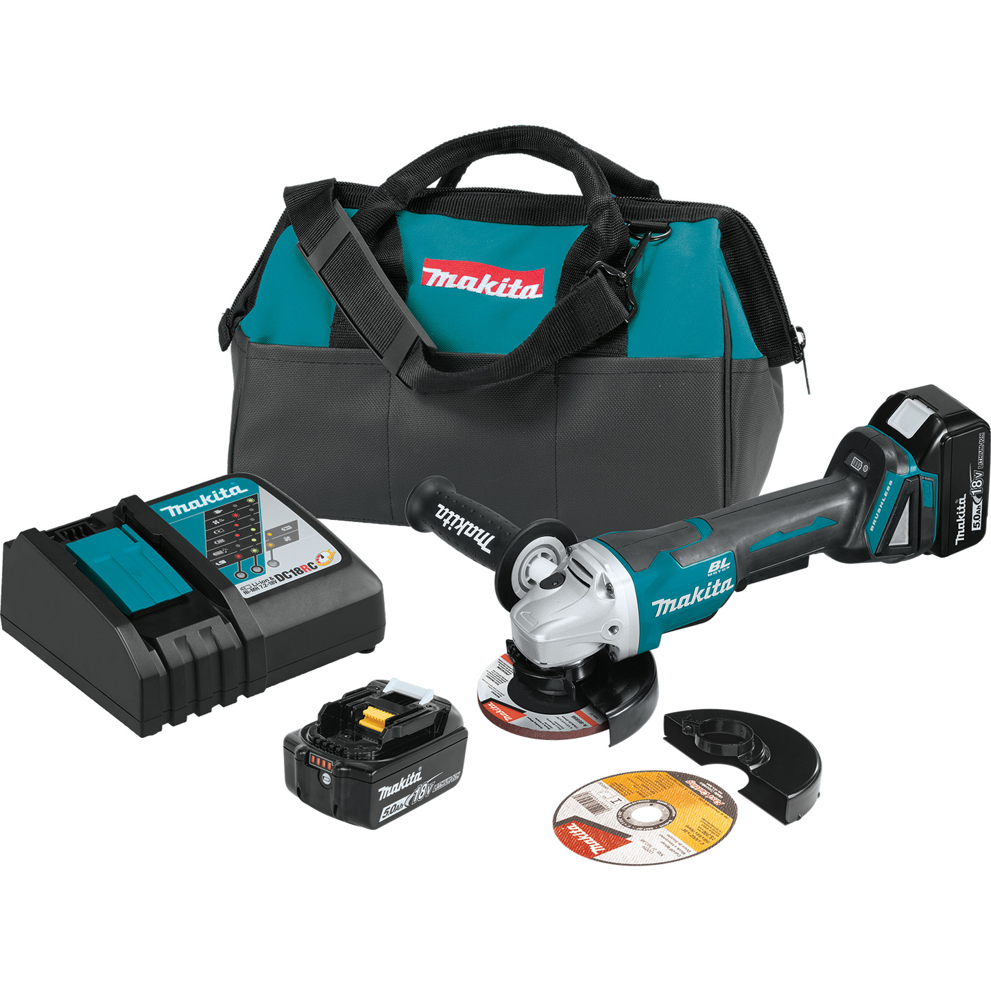 Makita 18V LXT® Lithium‑Ion Brushless Cordless 4‑1/2” / 5" Paddle Switch Cut‑Off/Angle Grinder Kit XAG11T