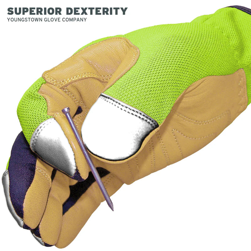 Cut Resistant Safety Lime Hybrid Work Gloves Size Large 12-3190-10-L