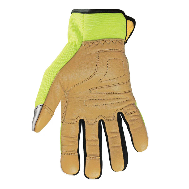 Cut Resistant Safety Lime Hybrid Work Gloves Size Large 12-3190-10-L