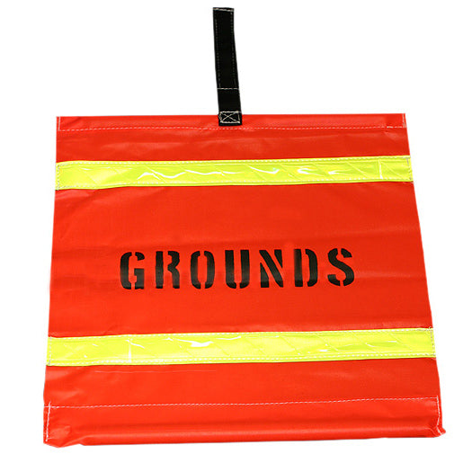 Orange Warning Flag Wire Back Grounded Printed with Reflective Stripe & Velcro Loop