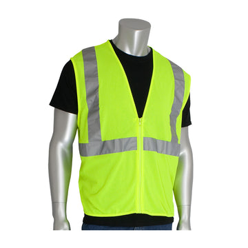 PIP ANSI Type R Class 2 Value Zipper Mesh Vest, Size Medium 302-MVGZLY-M