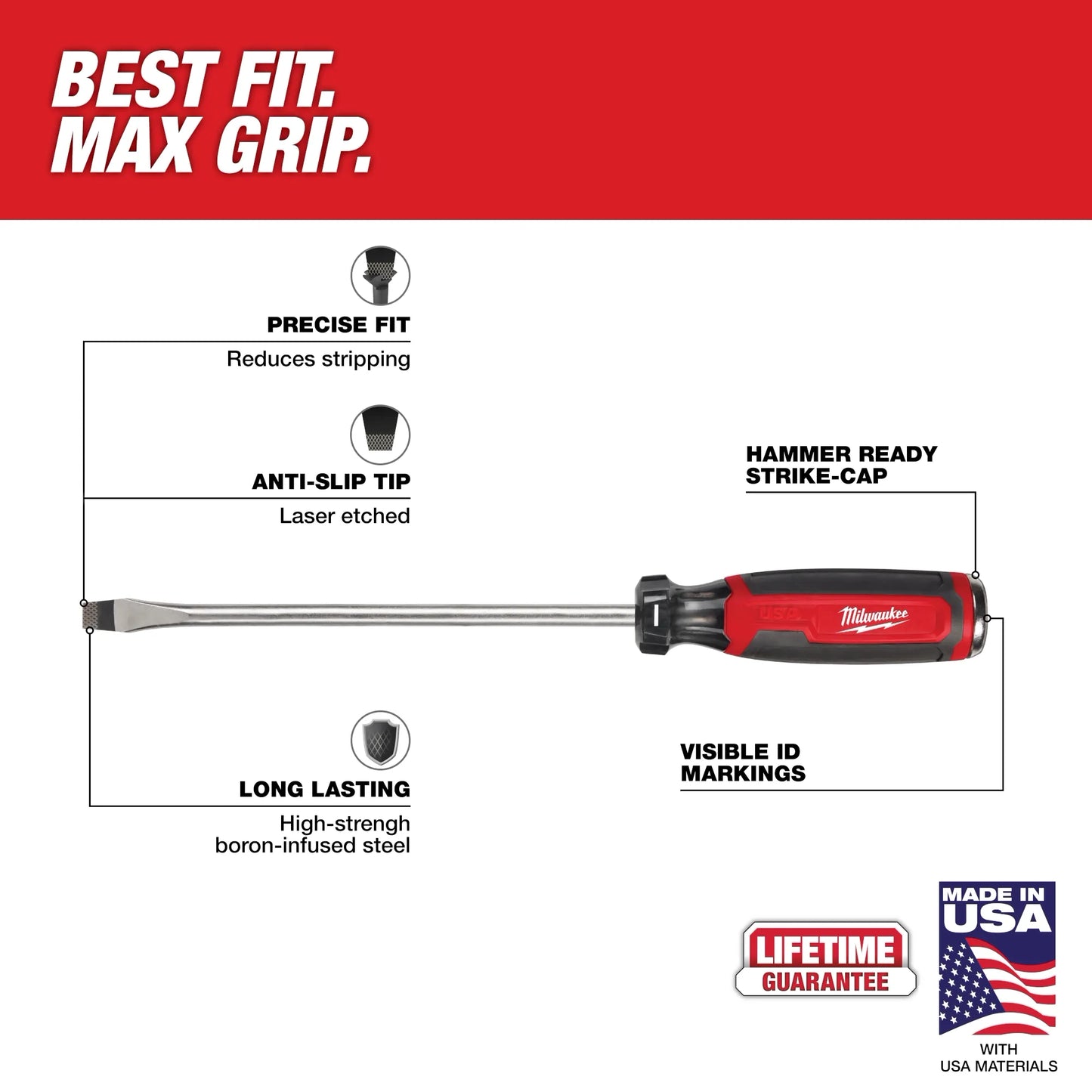 3/8" Slotted 8" Cushion Grip Demolition Screwdriver (USA) MT210
