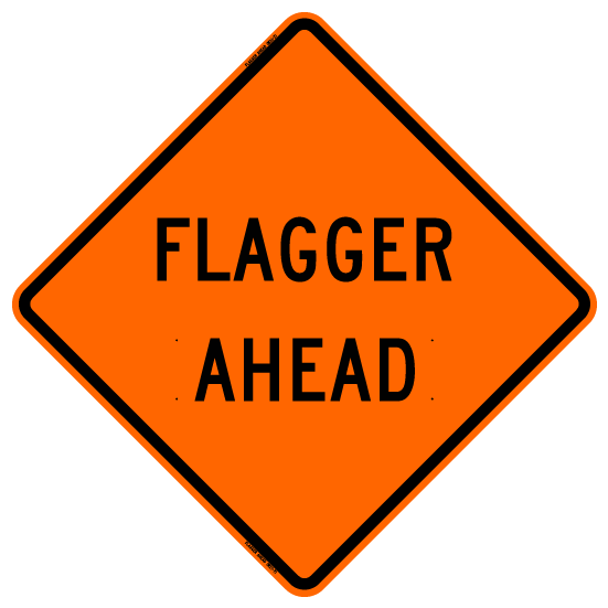 Non-Reflective Vinyl 48"x48" "Flagger Ahead" Orange Roll-up Sign NV4848FA2OC