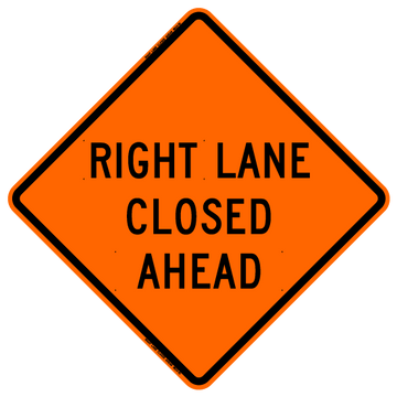Bone Safety 48"x48" Standard Mesh "Right Lane Closed Ahead" Orange Roll-up Sign W/ Overlay Compatibility SM4848RLCA2OC-OL