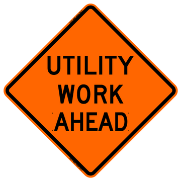 Bone Safety Non-Reflective Vinyl 48"x48" "Utility Work Ahead" Orange Roll-up Sign NV4848UWAOC