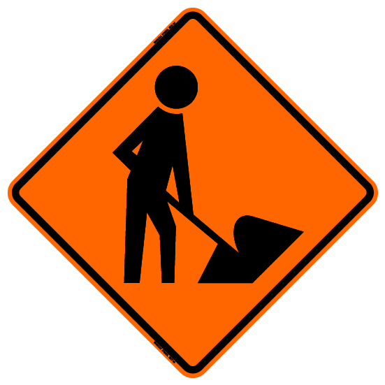 Reflective Vinyl 48"x48" Worker Symbol Orange Roll-up Sign RE4848WSOC