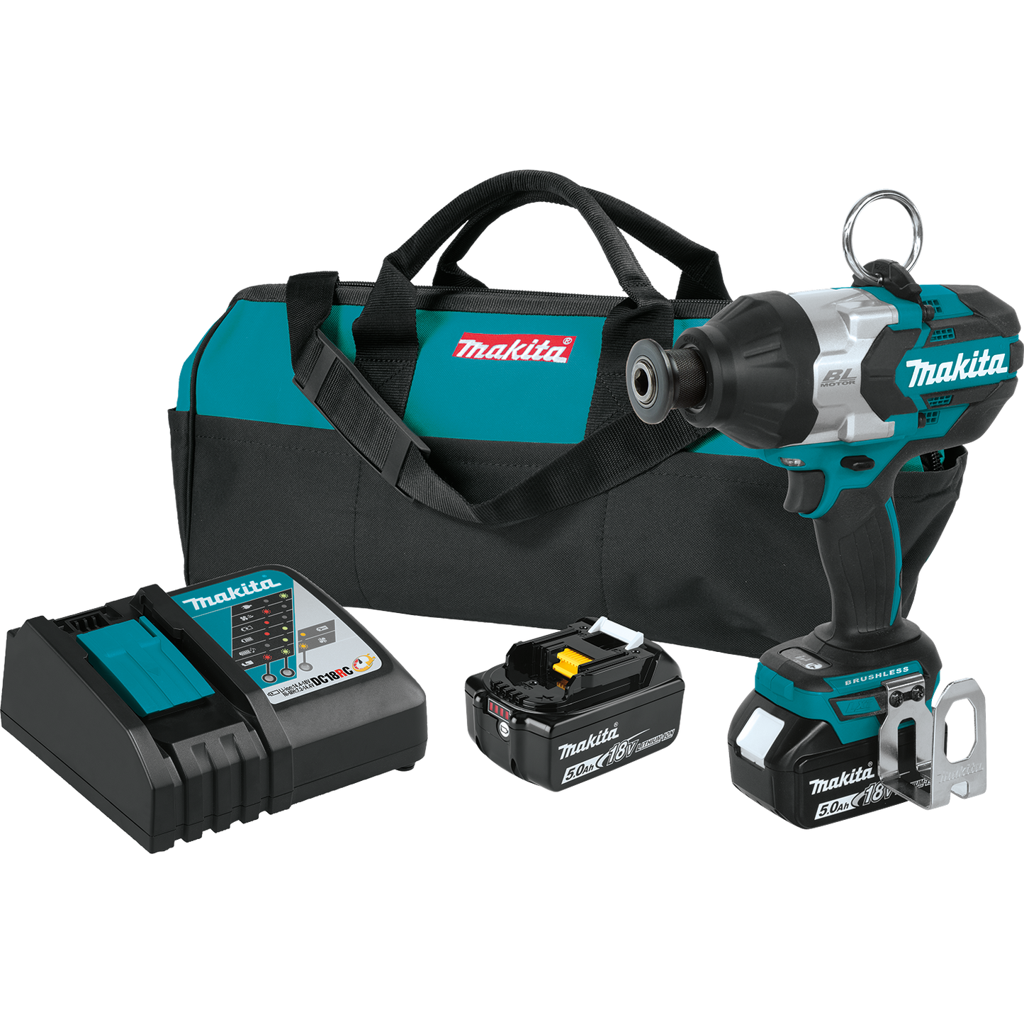 Makita 18V LXT® Lithium-Ion Brushless Cordless High Torque 7/16" Hex Impact Wrench Kit (5.0Ah) XWT09T