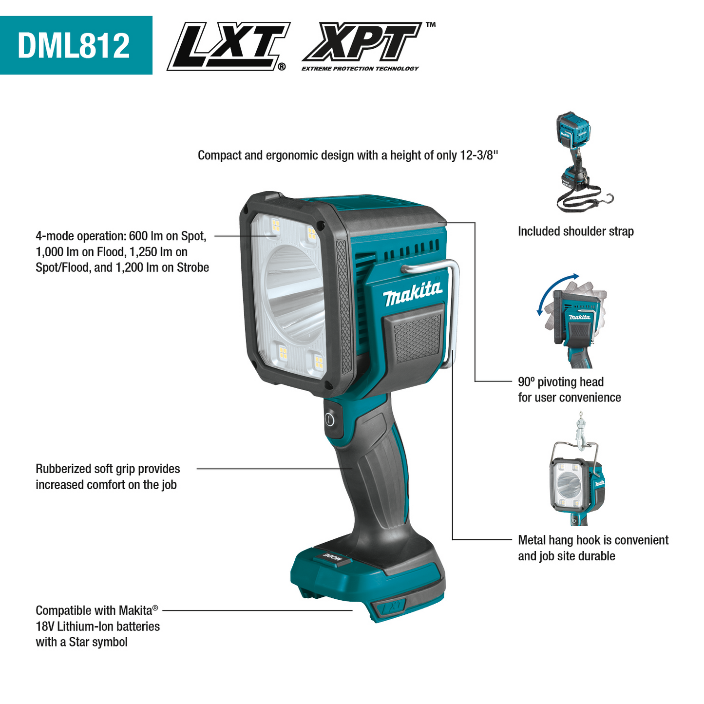 Makita 18V LXT® Lithium-Ion Cordless LED Flashlight/Spotlight DML812