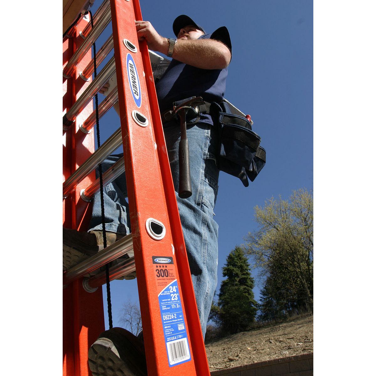 16ft Type IA Fiberglass D-Rung Extension Ladder D6216-2