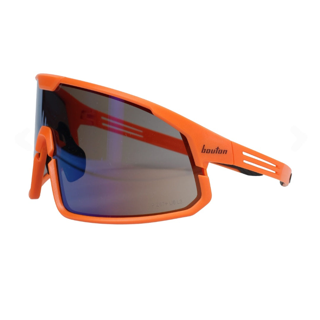 PIP Site Boss Enhanced Coverage Full Frame Safety Glasses, with Hi-Vis Orange Frame, Blue Mirror Plus PRO Lens, and Anti-Scratch Coating 250-43-0006