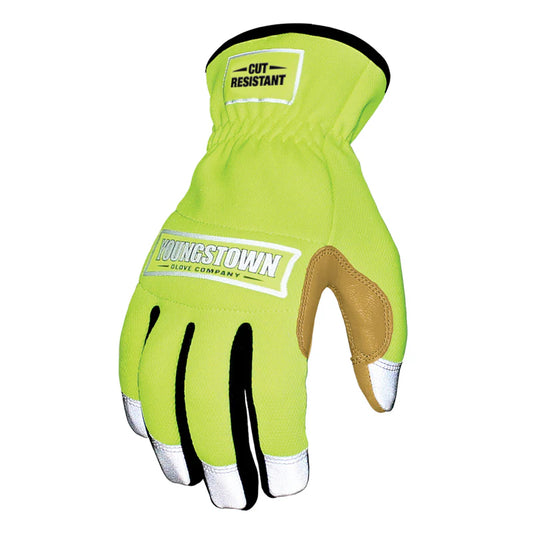 Cut Resistant Safety Lime Hybrid Work Gloves Size Medium 12-3190-10-M