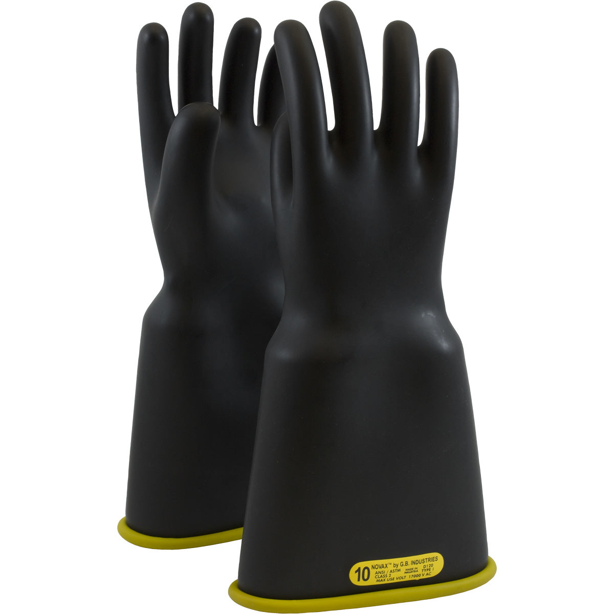 NOVAX® 154-2-16 Class 2 16" Yellow/Black Bell Cuff Rubber Insulating Gloves