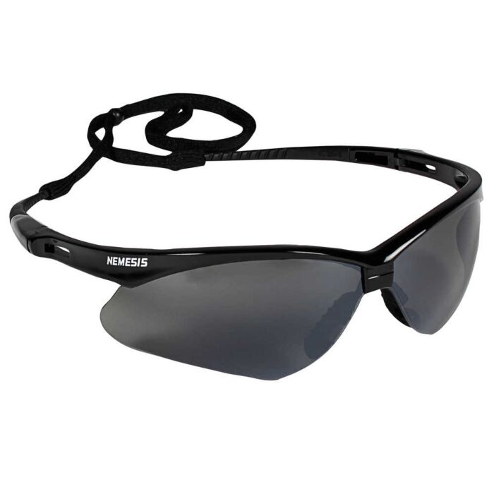 Nemesis Safety Glasses Black Frame Smoke Mirror Lens Anti-Scratch 50006