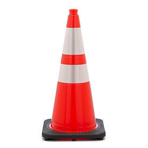 Revolution Series 28" Traffic Cone Wide Body with 6" and 4" Reflective Cone Collars, Orange Color RS70032CT3M64