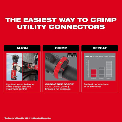 Milwaukee M18 FORCE LOGIC 11 Ton Dieless Utility Crimper 1000MCM ONE KEY 2876-20