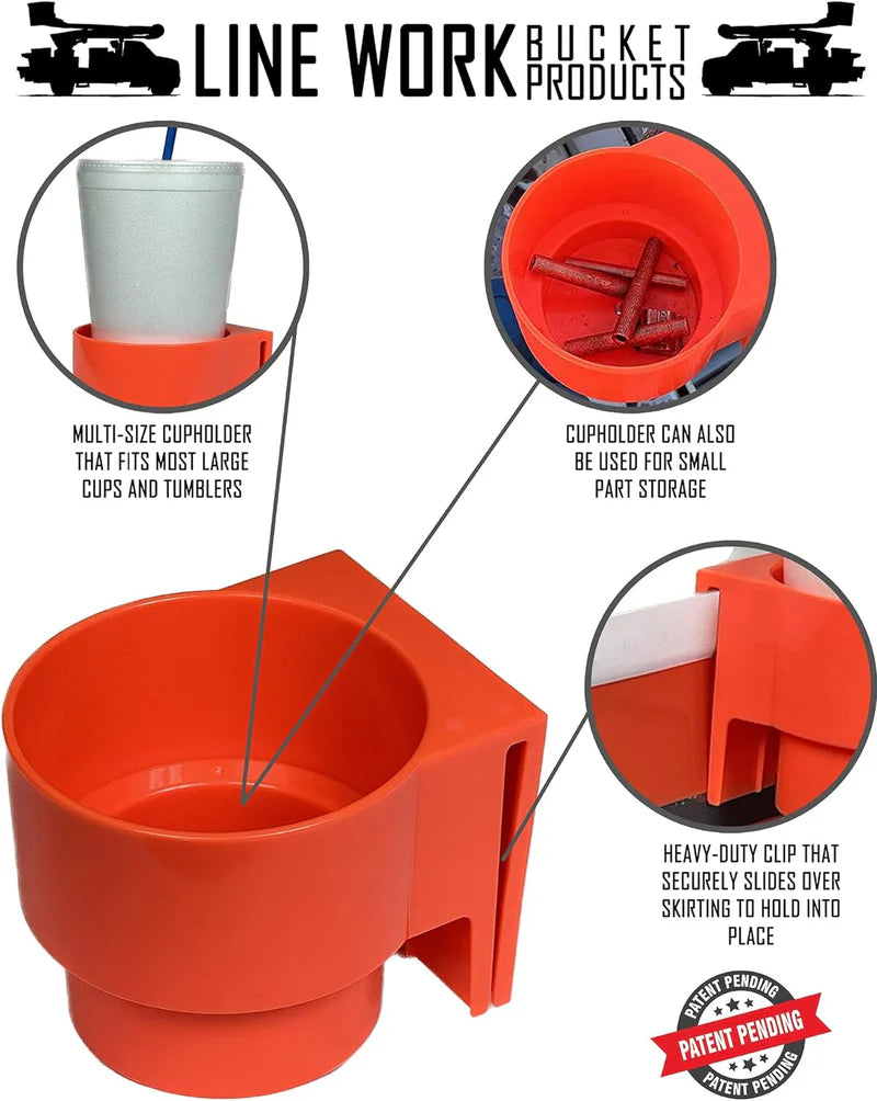 Line Work Bucket Clip On Cup Holder Bucket Mount Fits 32 oz Bottles 1001