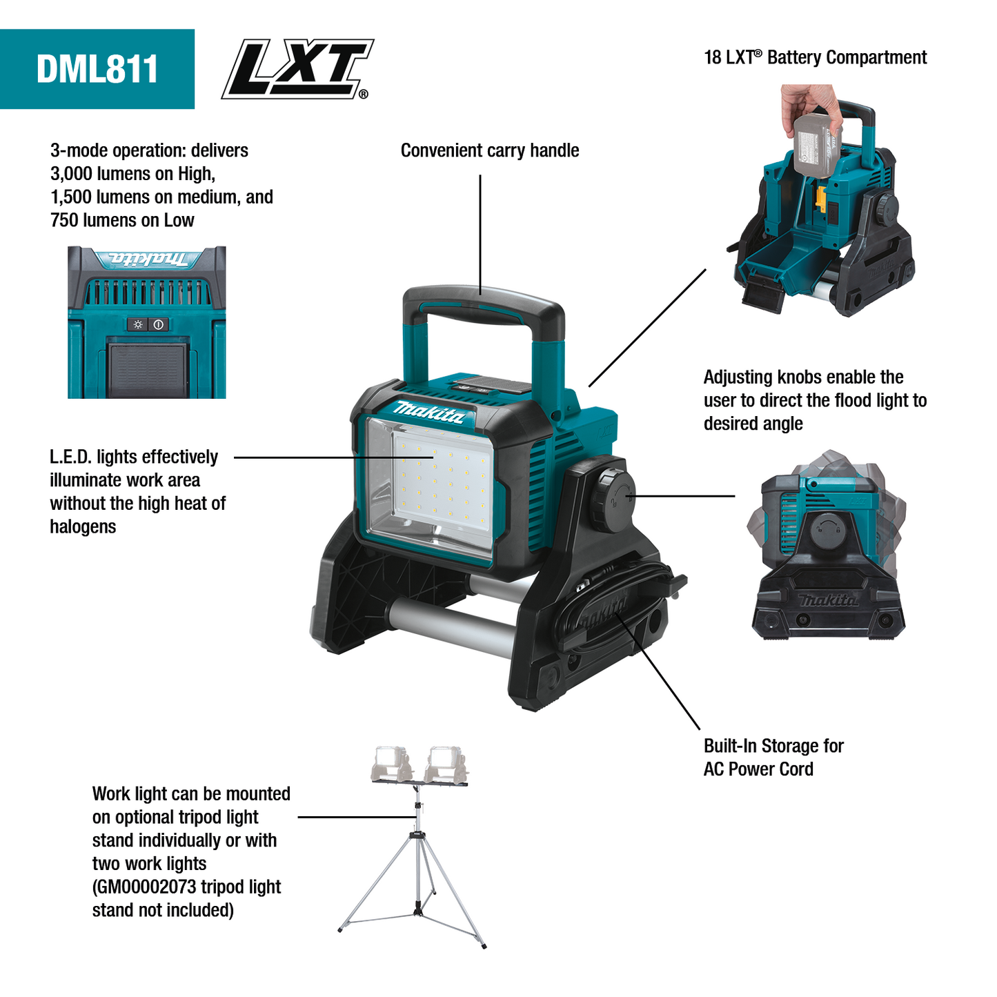 18V LXT® Lithium-Ion Cordless/Corded Work Light DML811