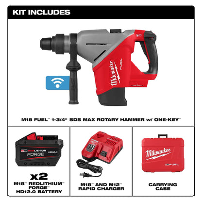 Milwaukee M18 FUEL 1-3/4in SDS Max Rotary Hammer Kit ONE-KEY Cordless Heavy Duty Drill 2918-22HD
