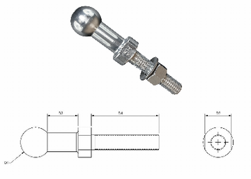 Travis 1" Ball Stud, 1" Length BS11T500M