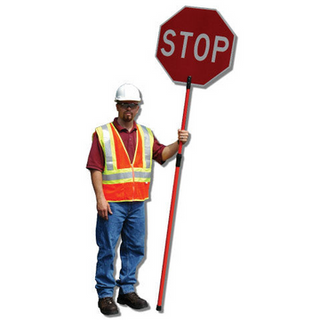 Bone Safety Stop/Slow 24" Paddle w/ 84" Hand Held Pole Hi-Intensity STOP-AL-2484HI