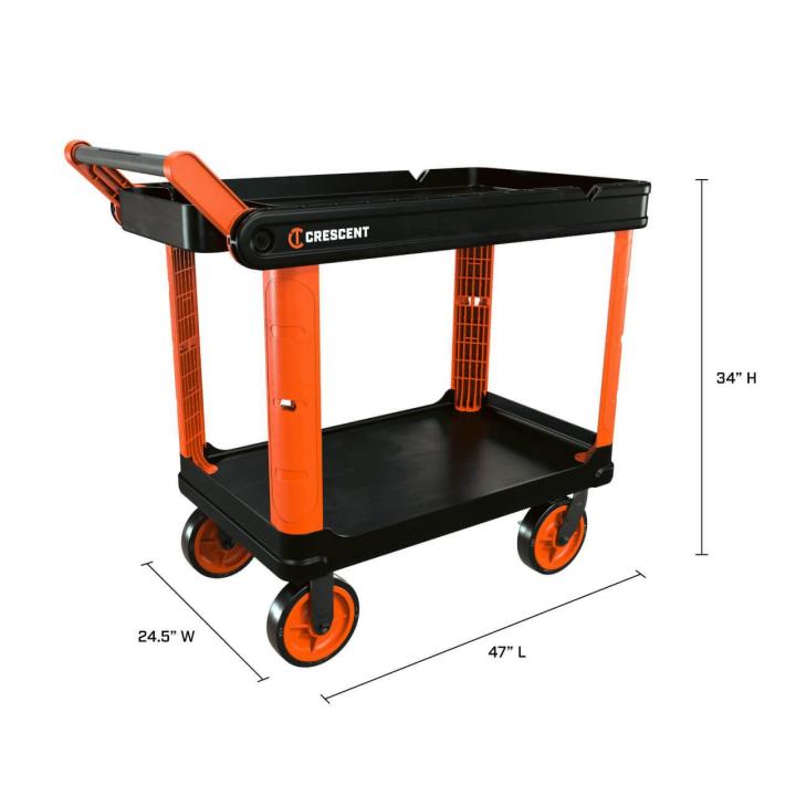 Crescent IUC2S8CBM RAILWORKS 2-Shelf Industrial Utility Cart with 8" Casters