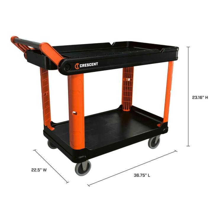 Crescent IUC2SCBM RAILWORKS 2-Shelf Industrial Utility Cart with 5" Hard Casters