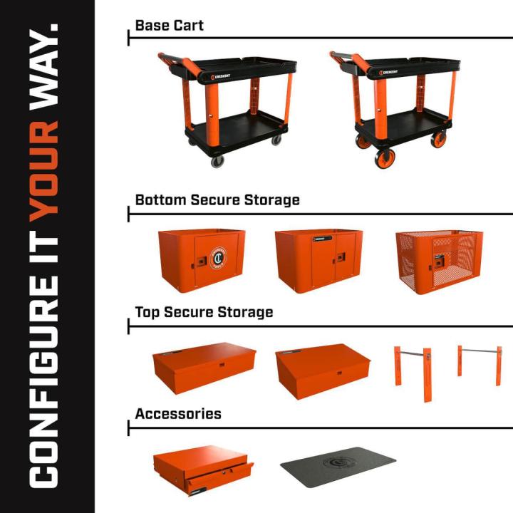 Crescent IUC2S8CBM RAILWORKS 2-Shelf Industrial Utility Cart with 8" Casters