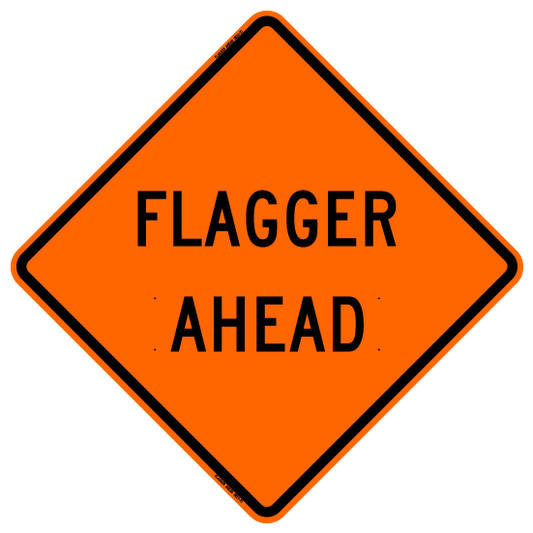 Reflective Vinyl 48"x48" "Flagger Ahead" Orange Roll-up Sign RE4848FA2OC