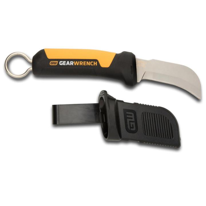 GEARWRENCH GWKHBFXB Lineman Fixed Blade Hawkbill Knife with Blunt Tip 3-3/16"