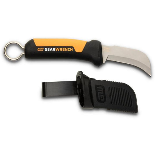 GEARWRENCH GWKHBFXS Lineman Fixed Blade Hawkbill Knife with Sharp Tip 3-3/16"