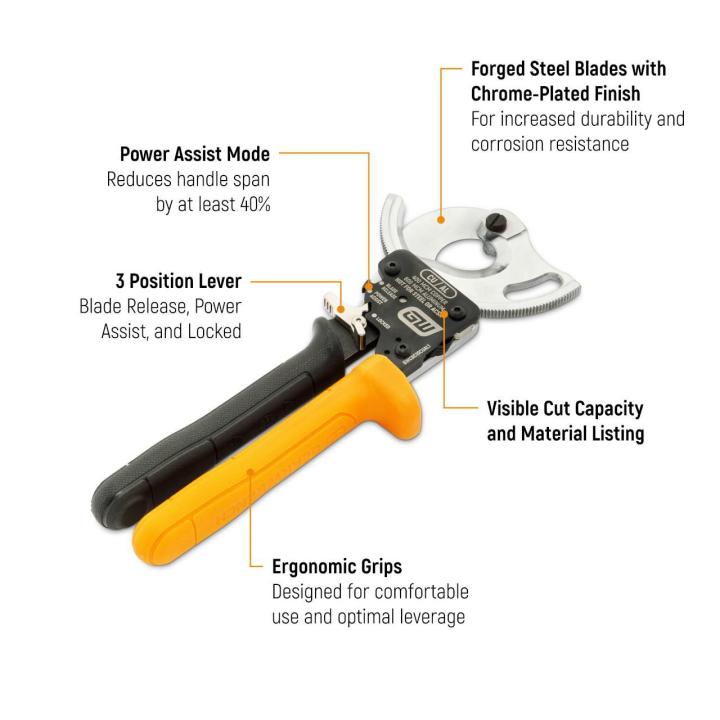 GEARWRENCH GWCRC10CUAL1 10" Compact Ratcheting Cable Cutter for Copper & Aluminum