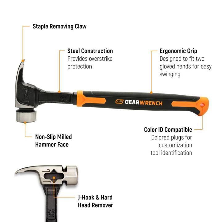 GEARWRENCH GWHSLNM32 32 oz Multi-Function Steel Lineman Hammer
