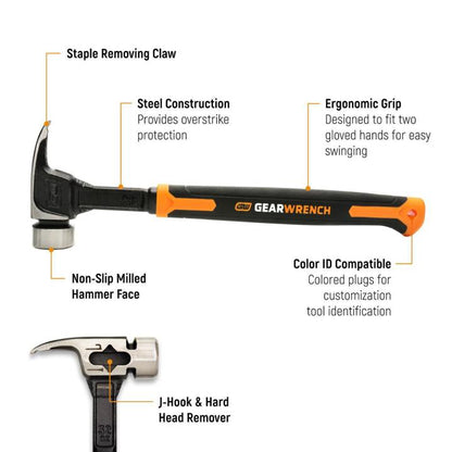 GEARWRENCH GWHSLNM32 32 oz Multi-Function Steel Lineman Hammer