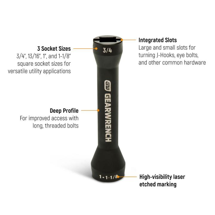 GEARWRENCH GWLS51D 5-in-1 Lineman 3/4" Drive Deep Impact Flip Socket