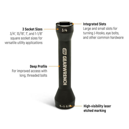 GEARWRENCH GWLS51D 5-in-1 Lineman 3/4" Drive Deep Impact Flip Socket