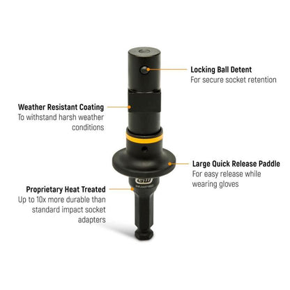 GEARWRENCH GWLSAD716QD 7/16" Hex to 3/4" Square Lineman Locking Quick Disconnect Impact Adapter