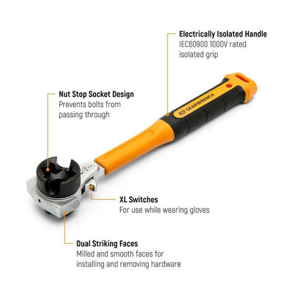 GEARWRENCH GWULW51 5-in-1 Insulated Lineman Ratcheting Box Wrench