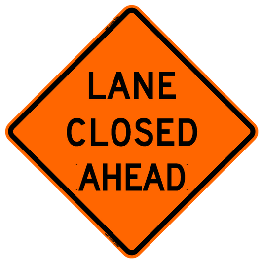 48"x48" Standard Mesh "Lane Closed Ahead" Orange Roll-up Sign SM4848LCAOC