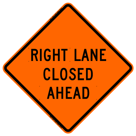 48"x48" Standard Mesh "Right Lane Closed Ahead" Orange Roll-up Sign W/ Overlay Compatibility SM4848RLCA2OC-OL