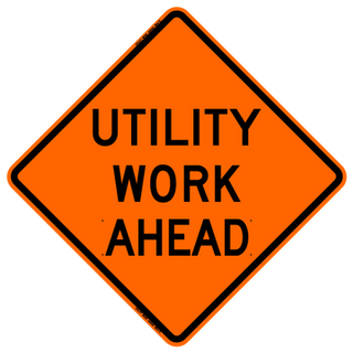 Bone Safety Reflective Vinyl 48"x48" "Utility Work Ahead" Orange Roll-up Sign RE4848UWAOC