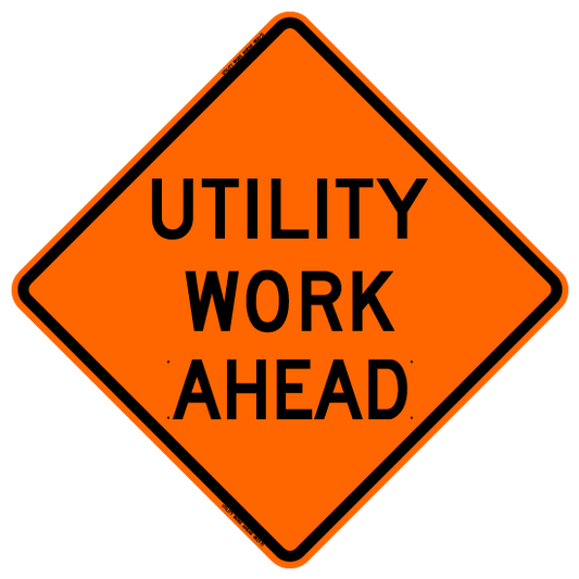 Reflective Vinyl 48"x48" "Utility Work Ahead" Orange Roll-up Sign RE4848UWAOC