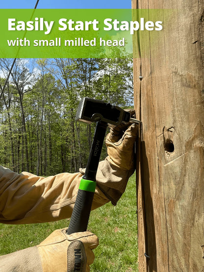 MADI All Steel Milled Lineman Hammer 32 oz with Staple Pullers and J Hook Remover SMLH-1
