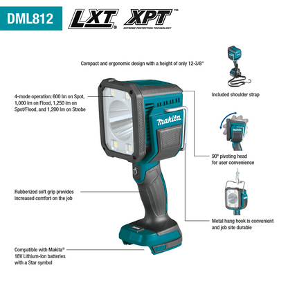 18V LXT® Lithium-Ion Cordless LED Flashlight/Spotlight DML812