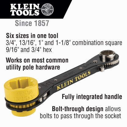 6-in-1 Lineman's Ratcheting Wrench KT155T