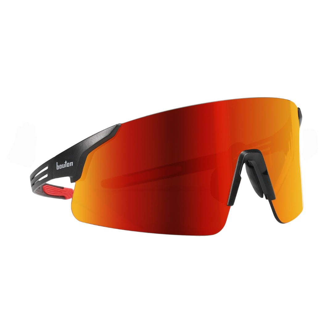 PIP Site Boss Enhanced Coverage Frameless Safety Glasses, with Black Temples, Fire Mirror Plus PRO Polarized High Contrast Lens, and Anti-Scratch Coating 250-40-0016