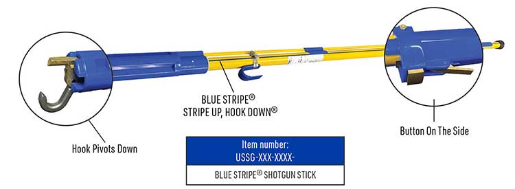 8' BLUE STRIPE® External Rod Shotgun Stick w/ Spline End USSG-008-ERSE