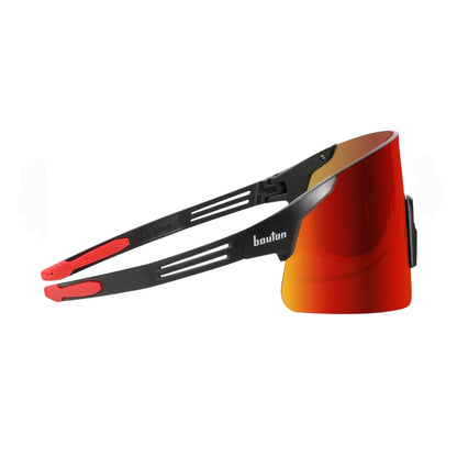 PIP Site Boss Enhanced Coverage Frameless Safety Glasses, with Black Temples, Fire Mirror Plus PRO Polarized High Contrast Lens, and Anti-Scratch Coating 250-40-0016