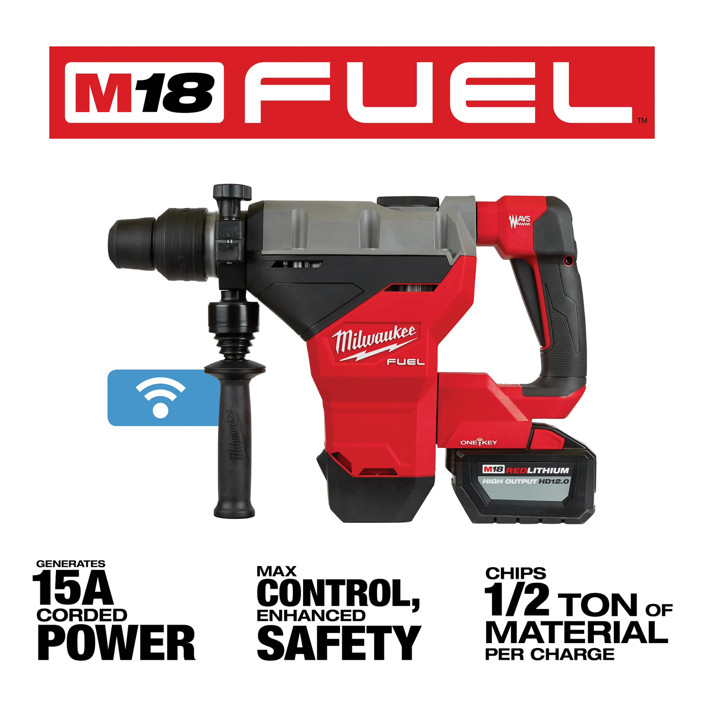 M18 FUEL™ 1-3/4" SDS MAX Rotary Hammer Kit w/ (2) 12.0 Battery 2718-22HD