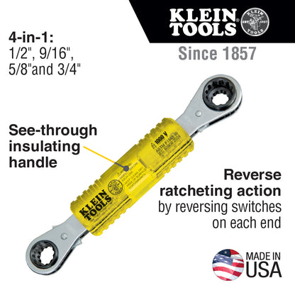Klein Lineman's Insulating 4-in-1 Box Wrench KT223X4INS