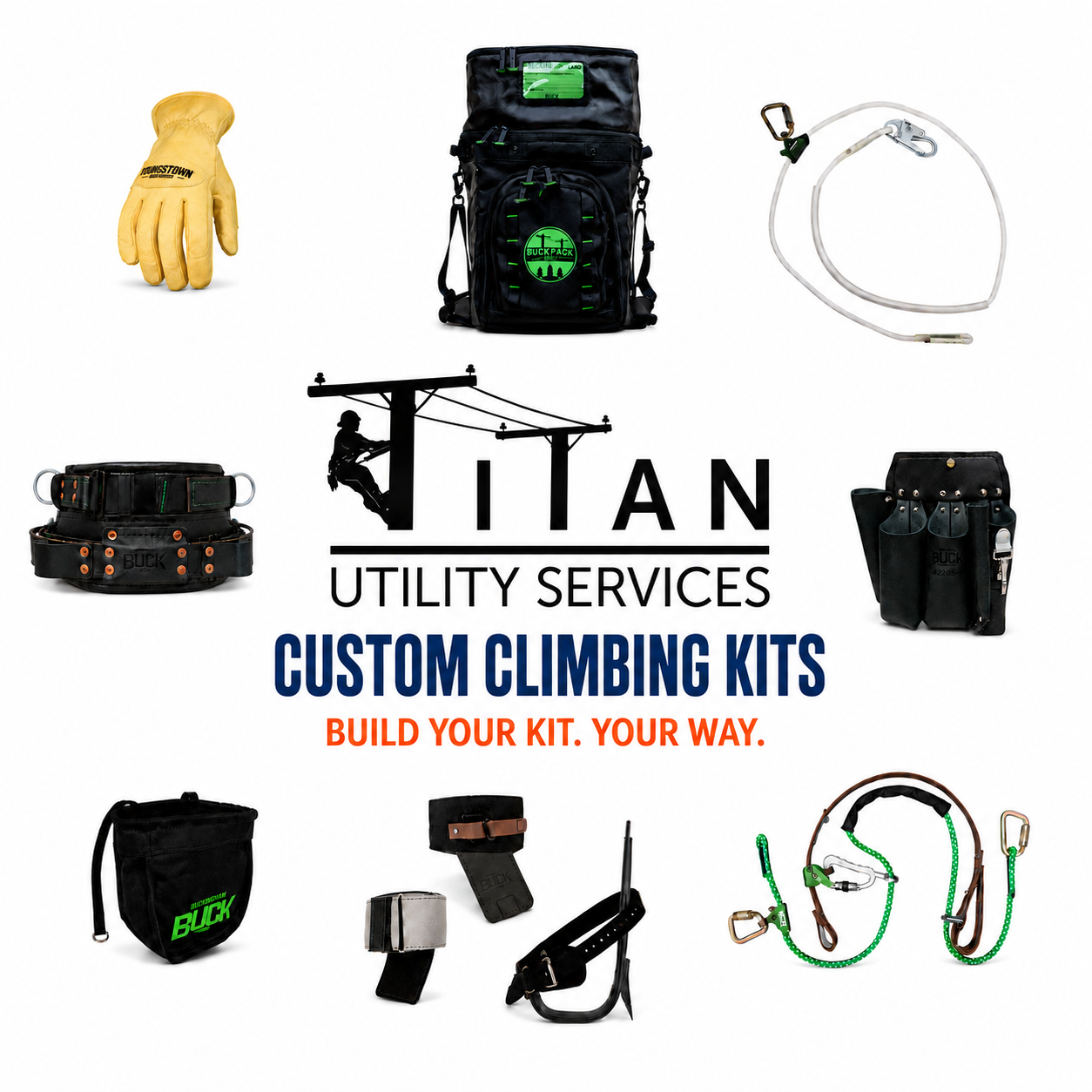 Titan Utility Services Build Your Climbing Kit – Custom Lineman Climbing System